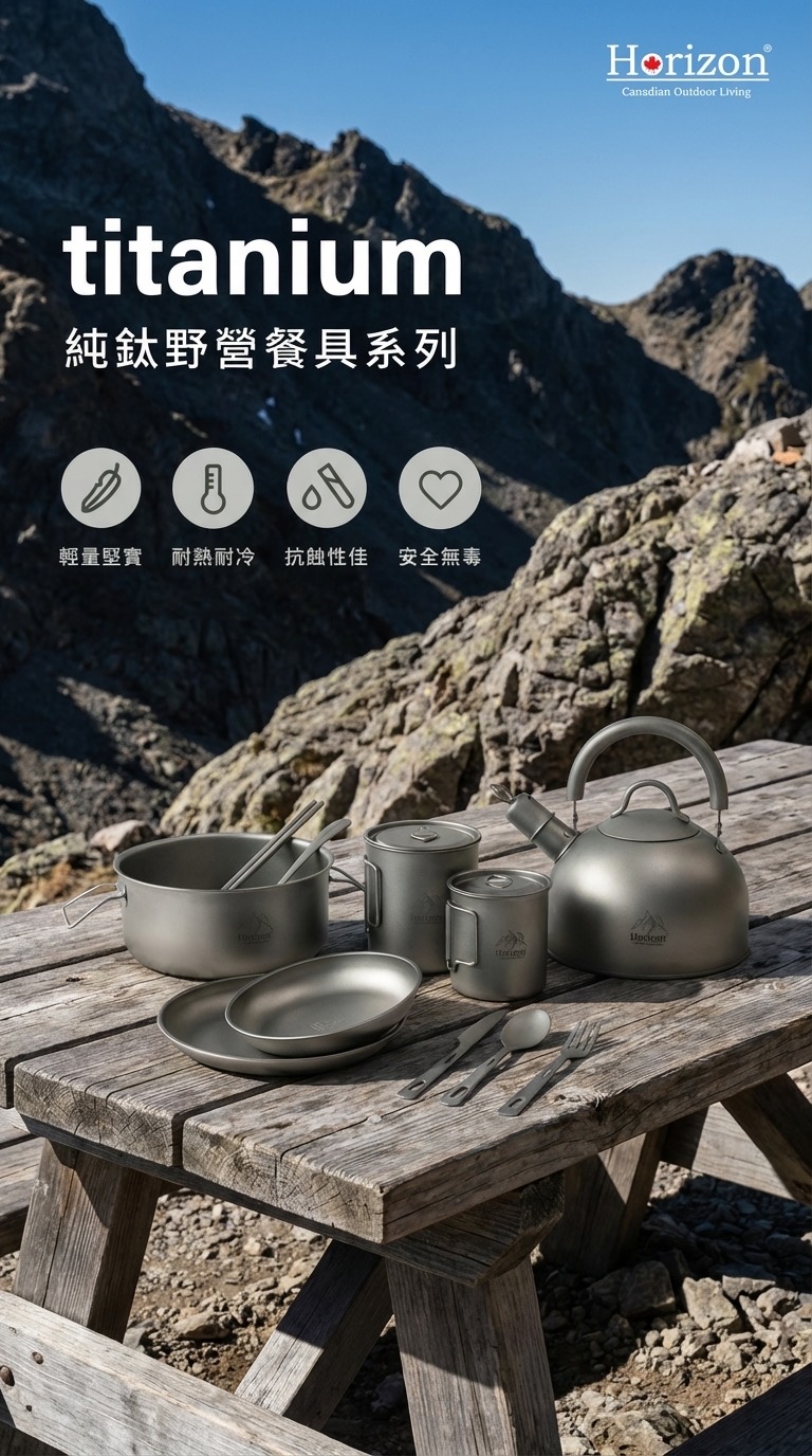 純鈦餐具露營暖光風格圖